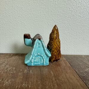 Vintage blue & Brown House & tree Salt‎ and pepper shakers Kitsch decor